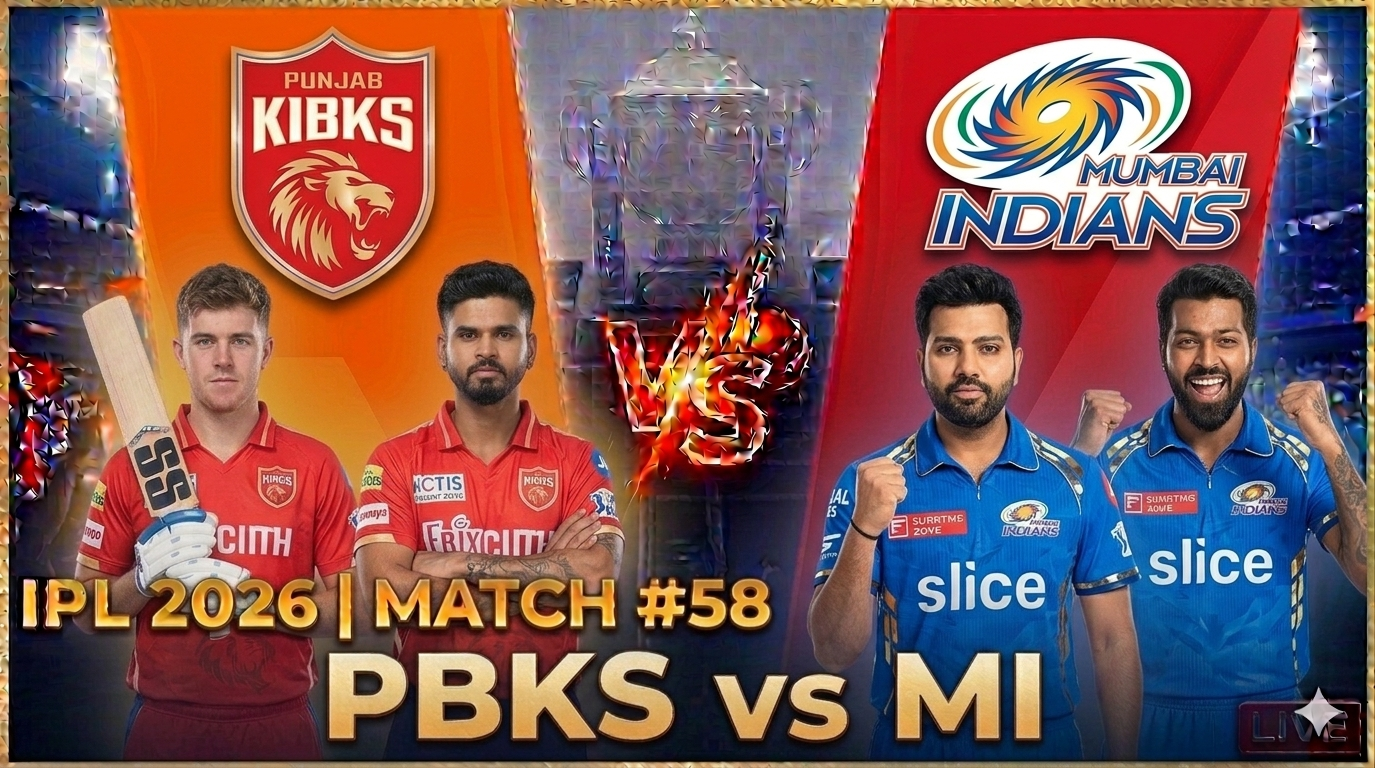 IPL 2026 match # 58 PBKS vs MI